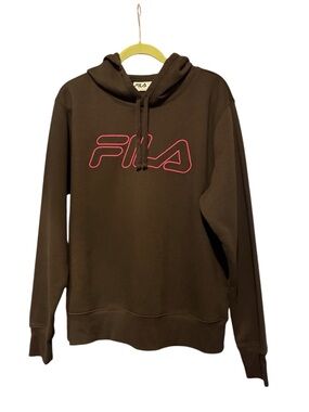 Fila Women’s Chocolate Brown Hoodie with Pink Logo